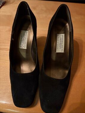 Angel Black Suede Classic Round-Toe Pumps